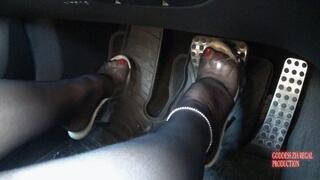 Driving POV: Pumping the Pedals in Stockings and Stripper Heels