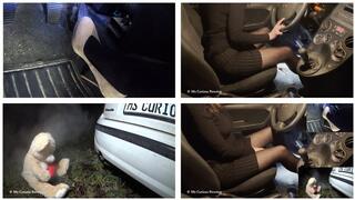 Ms Curious revving her Fiat Panda