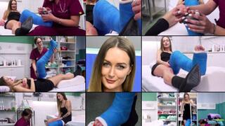 Elena LLC Crutching at the Physiotherapist's Office with Toe Play
