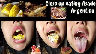 Close up eating Argentine Asado
