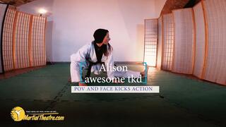 Alison awesome tkd POV and face kicks action