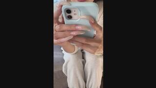 #157 - Posing long natural nails close up on phone