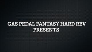 My step-sister in Glamorous silver elongated high heel pumps and black tights rev gas pedal of Toyota Corolla to the floor