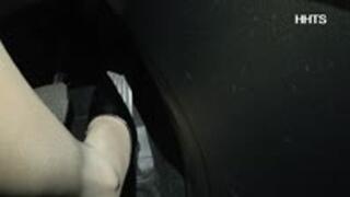 Flight attendant and goddess Isa drives to a holiday party in a rush!