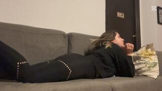 Muffled farts in yoga pants on couch