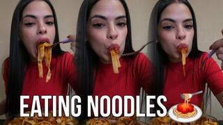 Eating noodles