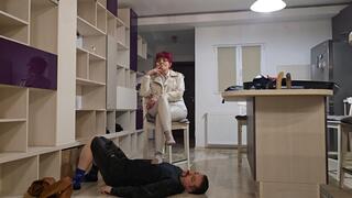 Foot fetish and socksjob with my slut Faith in a luxury location