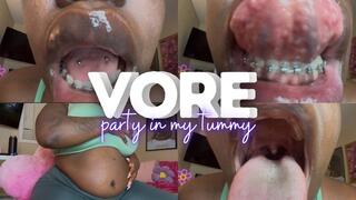 VORE party in my tummy - swallowed and digested - belly bloating - mouth fetish - shrinking fetish
