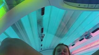 Masturbating on sunbed