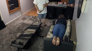 Katie gets a dose of Daddy's belt