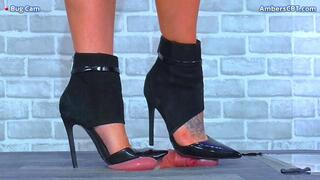 Destroying His Cock & Balls Under My Old Party Heels - Bug Cam - A123BUG