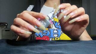 #2 - Painting my long natural nails with Silver nail polish