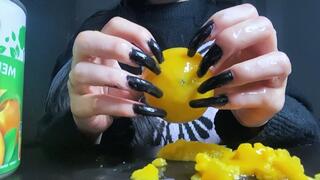 #8 - Destroy peaches with my Black Long Natural Nails