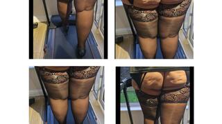 Walking on the Treadmill in Stockings and Heels