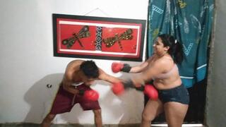 MIXED BOXING With My Ex-Boyfriend And I Hit Him With My RED GLOVES All Over His Body FUL