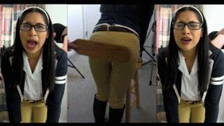 “Queen Bee” schoolgirl eRica gets her ass paddled over her Jodhpurs for being a big brat