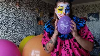 clown fun with happy birthday balloons