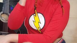 Cool Ginger fucks her lungs to show she is strong - Pigtails and freckles - coughing