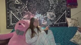 SMOKING YULIANA BEFORE SLEP WITH NIGHTWEAR CLOTHES