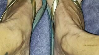 Tempest showing off bare toes and calves