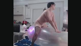 Bouncing on transparent huge balloon