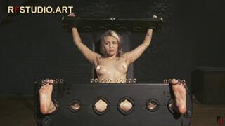 Bramble Topless in Stocks - Long and Intense Oily Tickling by Two Ticklers (FULL HD MP4)