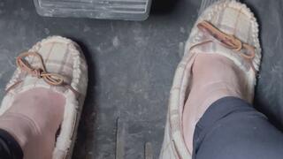 Drive me wild in those plaid moccasins