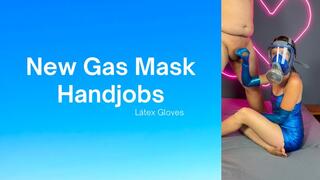 Handjobs in gas mask and long blue latex glove