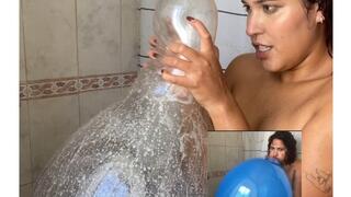 a cold shower with balloons 16'