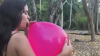 Taking a walk in nature and blowing up balloons in public!