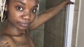 Thick Ass Ebony Clapping And Spanking Her Fat Ass In Shower