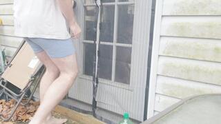 Locked out and made to wet meself on the deck