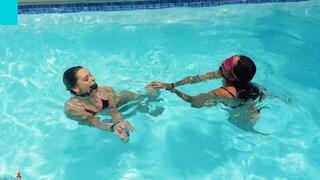 Marco Polo (Outdoor Pool Bondage Game!) ft Goddess Fina & SkullCandyBri