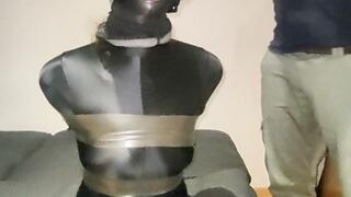 Julia bondage and gagged hooded latex gagged panty