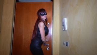 A stupid slave doormat is used to clean hes mistress boots with the ball stomping method