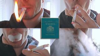 Smoking St Moritz menthol collar closeup 160125 120fps SLOW