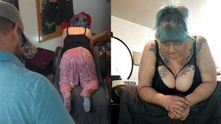 Natasha gets belted with her breasts out for added punishment