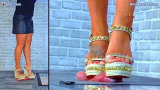 Crushing His Cock & Balls Under My Louboutin Wedges - Split Cam - A127SPLIT