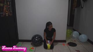 Akina deflates 2 beach balls