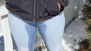 Wet snow and peed jeans
