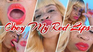 Obey My Red Lips- Ebony Femdom Goddess Rosie Reed Sensual Lipstick Fetish Mesmerize Obedience Training For Lip Slaves- 1080p HD