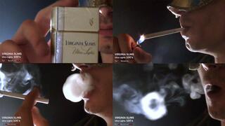 Smoking Virginia Slims 100s Ultra Lights