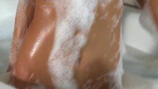 Taking a nice bath before she gets slammed