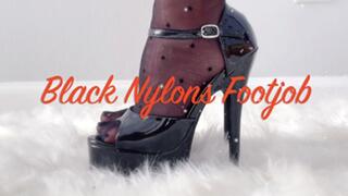 Black Nylons Footjob