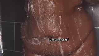 Ebony BBW Soaping Big Juicy Titties in the Shower