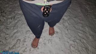 Chastity Barefoot Snow Walk and Ice Bath