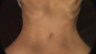 Closeup Oiling Belly Button & Play