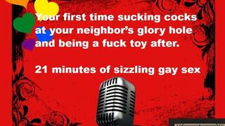 Your first time sucking cocks at your neighbor's glory hole and being a fucktoy after MP3