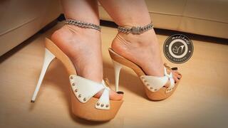 italian white clog high heels