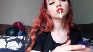 Big red lips and smoking *